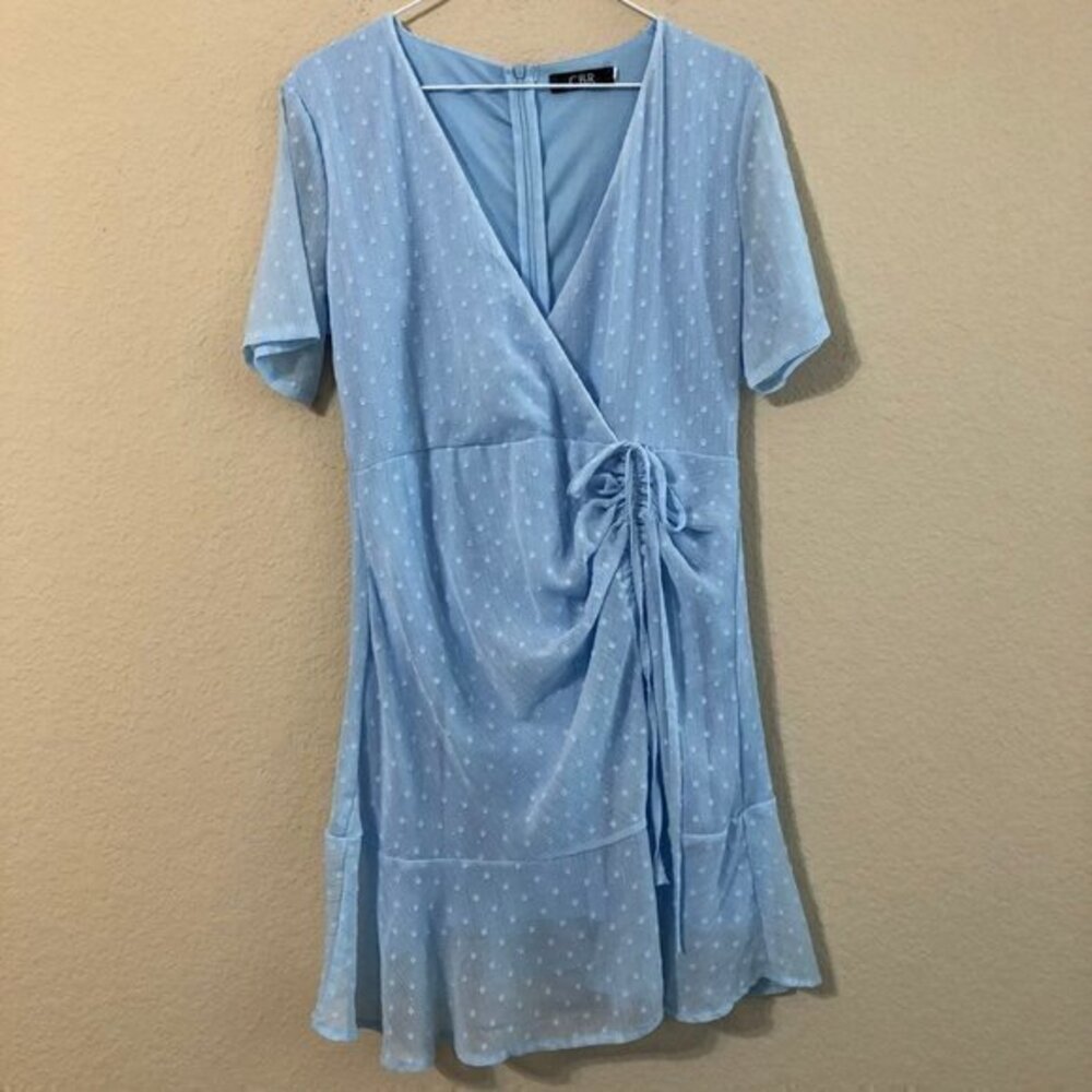 CBR Blue Polka Dot Tie Front Dress